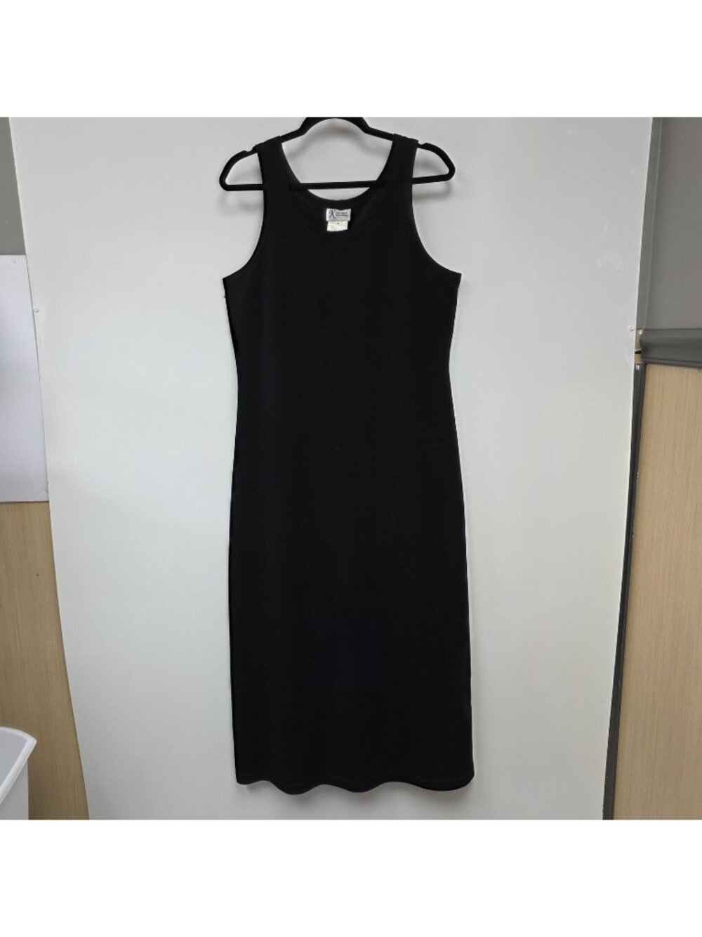 K Studio Dress Womens 16 Black Sleeveless Tank Maxi Side Slit Knit Casual